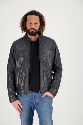 Veste en cuir d’agneau Dhoni - Gris foncé