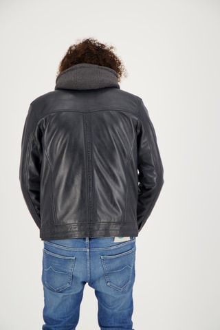 Veste en cuir d’agneau Dhoni - Gris foncé