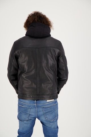 Veste en cuir d'agneau Dhoni - Noir