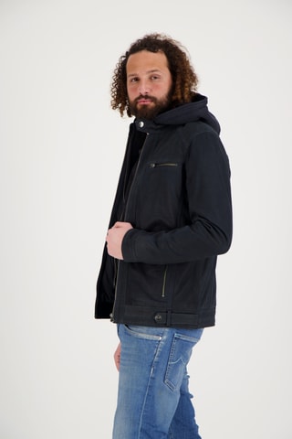 Veste en cuir de chèvre Dhoni - Bleu marine