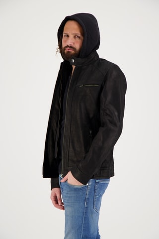 Veste en cuir de chèvre Dhoni - Noir