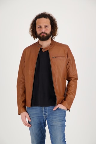 Veste en cuir d’agneau Flavio - Marron