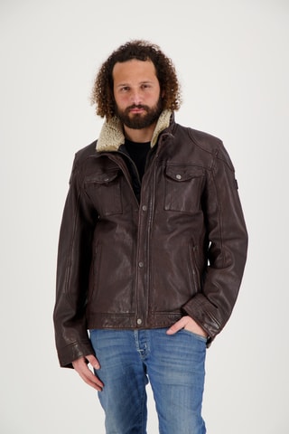 Veste en cuir de mouton Gaby - Marron