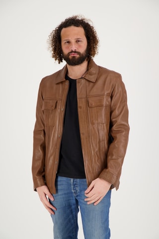 Veste en cuir d’agneau Hutch - Marron