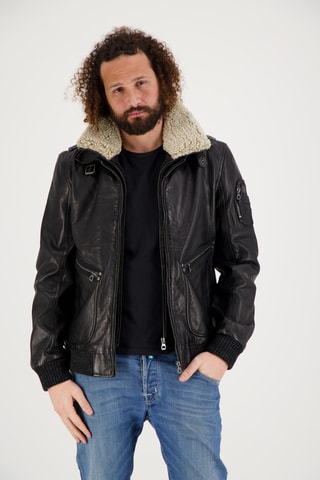 Veste en cuir de mouton Kfir - Noir