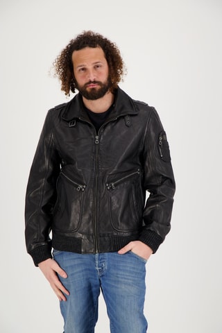 Veste en cuir de mouton Kfir - Noir