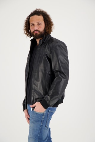 Veste en cuir d’agneau Nikos - Noir