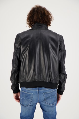 Veste en cuir d’agneau Nikos - Noir