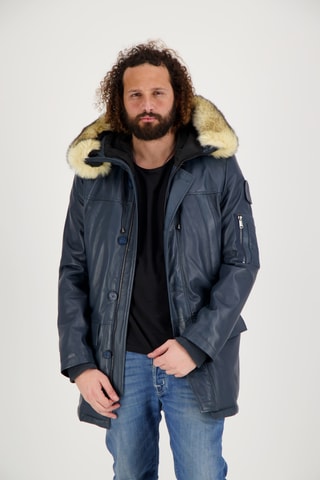 Parka en cuir d’agneau Ontario - Bleu marine