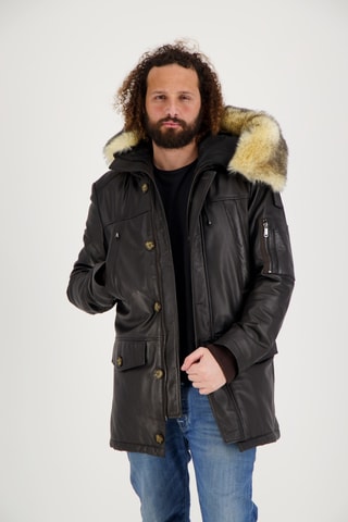 Parka en cuir d’agneau Ontario - Marron