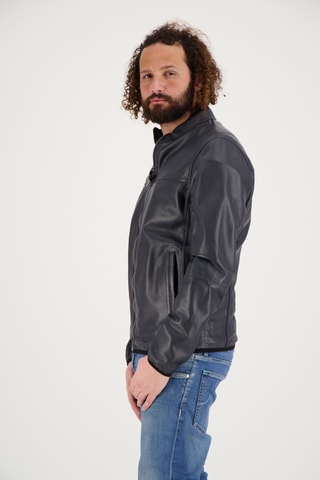 Veste en cuir d’agneau Reverso - Bleu marine