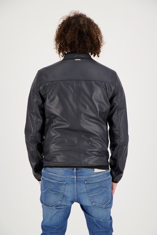 Veste en cuir d’agneau Reverso - Bleu marine