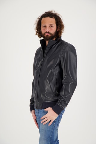 Veste en cuir d’agneau Soufflot - Bleu marine