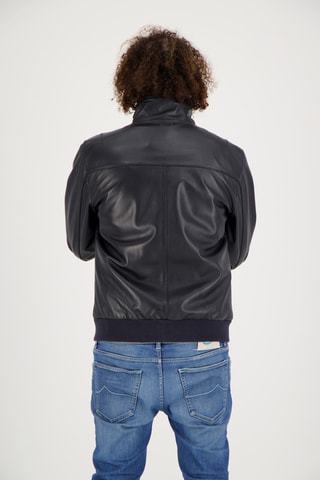 Veste en cuir d’agneau Soufflot - Bleu marine