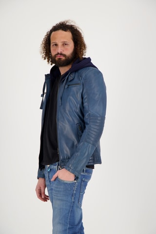 Veste en cuir d’agneau - Bleu marine