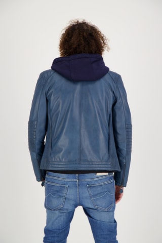 Veste en cuir d’agneau - Bleu marine