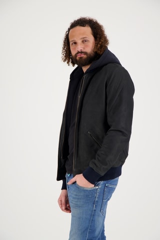 Veste en cuir de chèvre - Bleu marine