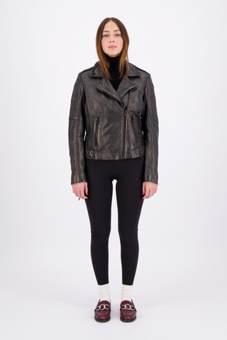 Veste en cuir de mouton Golden Vintage - Noir