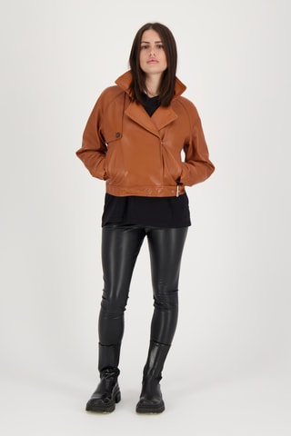 Veste en cuir d’agneau Iris - Marron