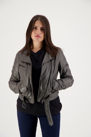 Veste en cuir d’agneau Orah - Gris