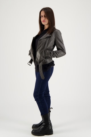 Veste en cuir d’agneau Orah - Gris