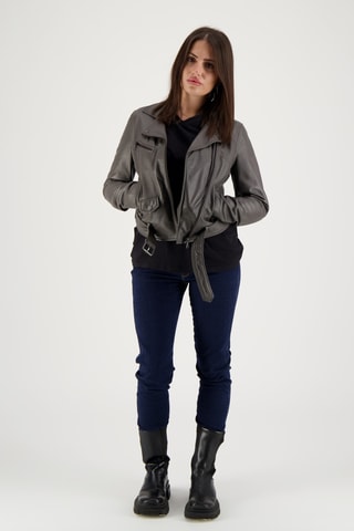 Veste en cuir d’agneau Orah - Gris