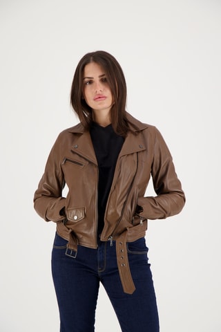 Veste en cuir d’agneau Orah - Marron clair