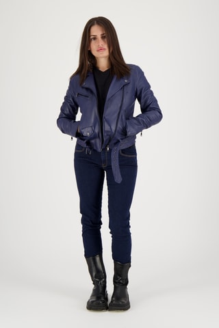 Veste en cuir d’agneau Orah - Bleu marine