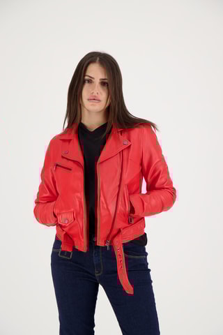 Veste en cuir d’agneau Orah - Rouge