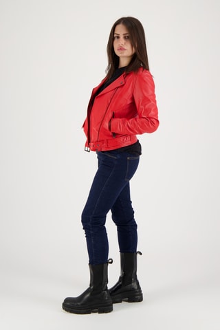 Veste en cuir d’agneau Orah - Rouge