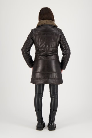 Doudoune longue en cuir Ornella - Marron