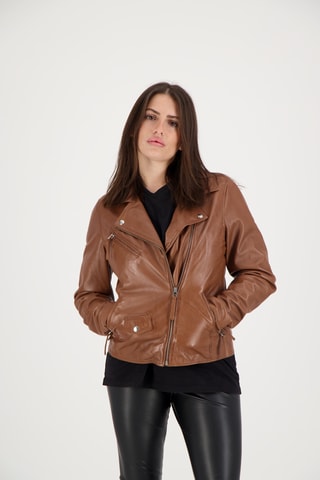 Veste en cuir d’agneau Sharon - Camel