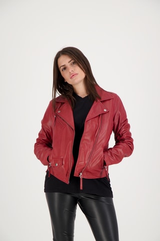 Veste en cuir d’agneau Sharon - Rouge