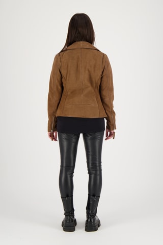 Veste en cuir d’agneau nubuck Sharon - Camel