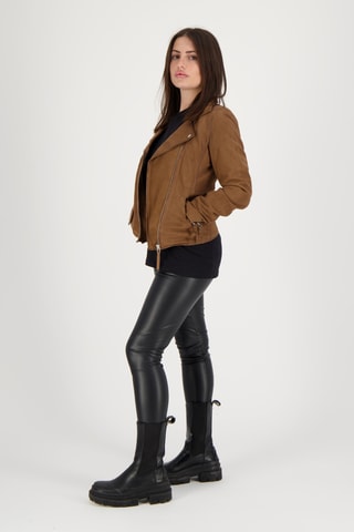 Veste en cuir d’agneau nubuck Sharon - Camel