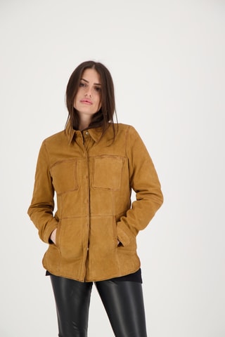 Veste en cuir d’agneau Azur - Marron clair