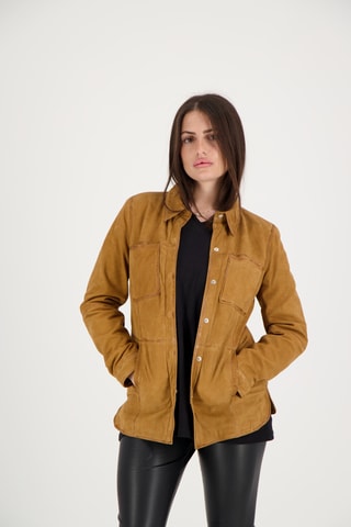 Veste en cuir d’agneau Azur - Marron clair