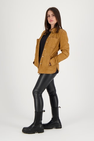 Veste en cuir d’agneau Azur - Marron clair