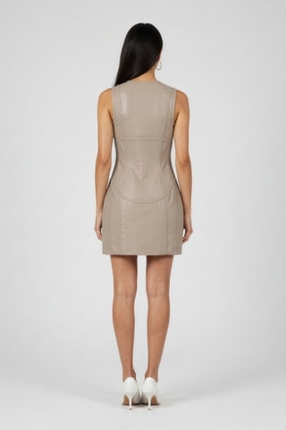 Robe en cuir sans manches - Kaki clair