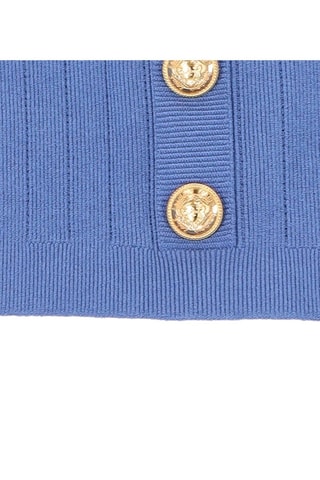 Jupe taille haute boutonnée - Bleu