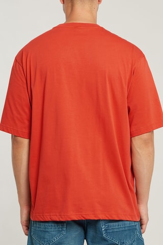 T-shirt oversize em algodão biológico Center Chest - Vermelho