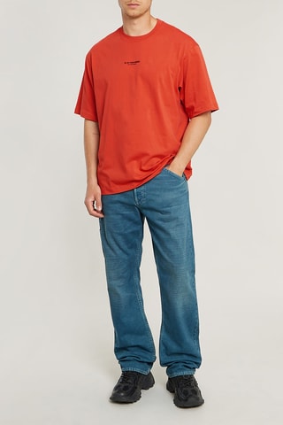 T-shirt oversize em algodão biológico Center Chest - Vermelho