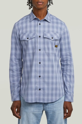 Camisa justa Marine - índigo e branco