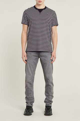 T-shirt regular em algodão biológico Nifous Stripe - Preto e branco