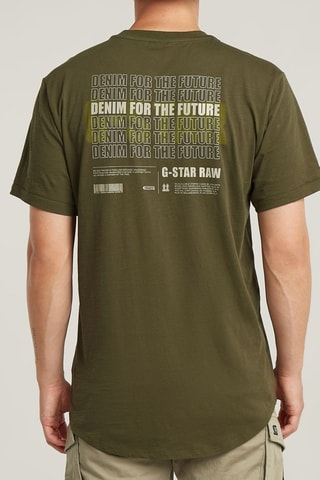 T-shirt relaxed em algodão biológico Lash Back Graphic - Verde-azeitona