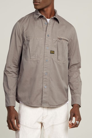Camisa regular Pleated Zip - Cinzento