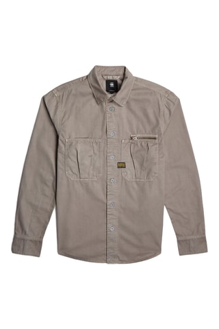 Camisa regular Pleated Zip - Cinzento