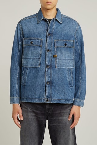 Sobrecamisa regular de ganga Mosa - Azul-marinho