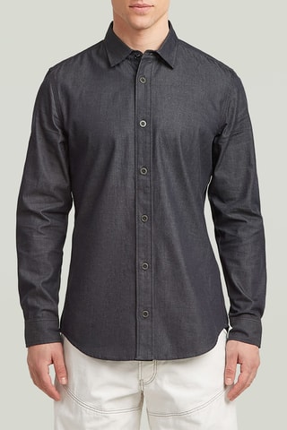 Camisa regular de ganga Clean - Cinzento-escuro
