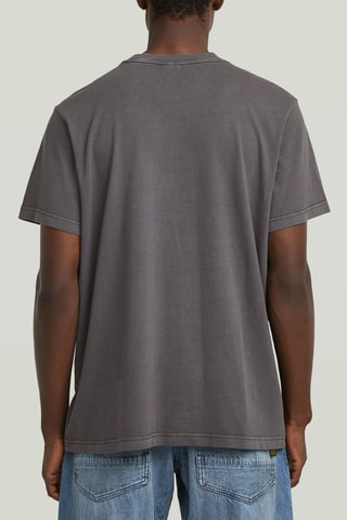 T-shirt Loose em algodão orgânico Overdyed Center Chest - Antracite